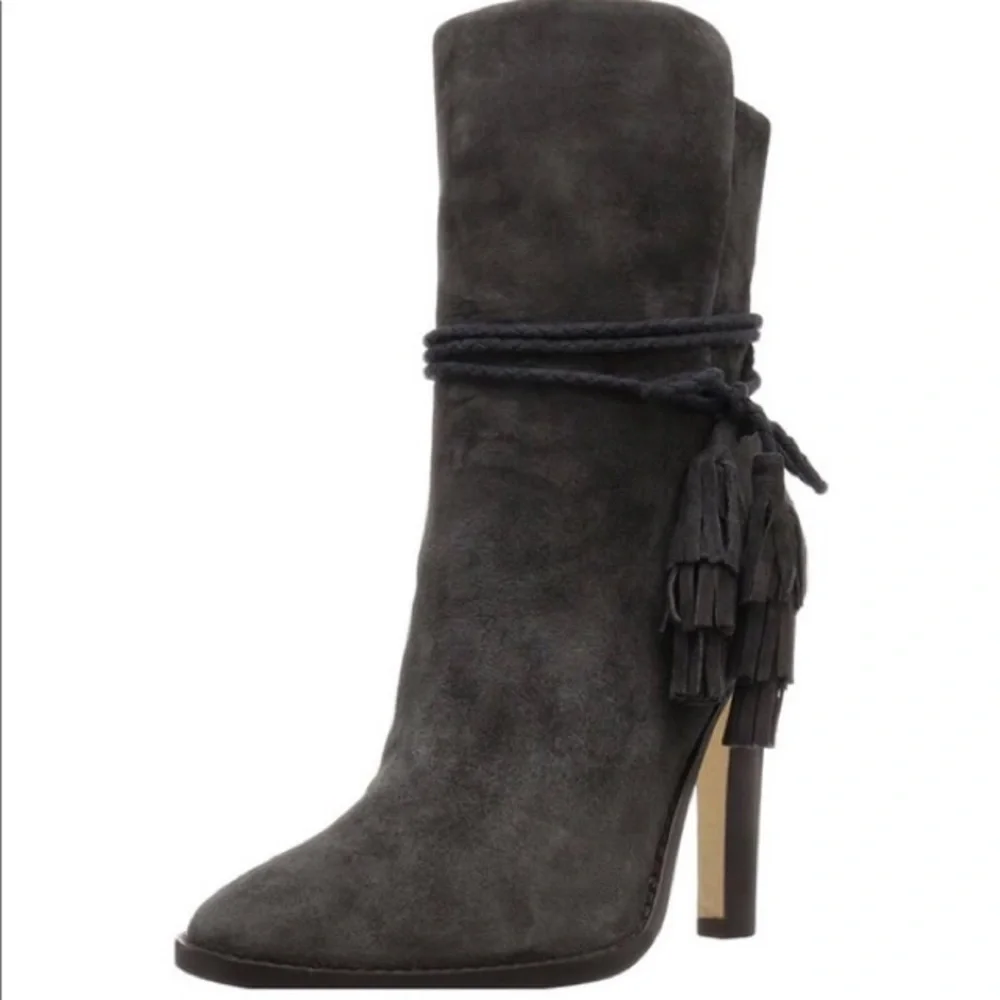 Joie Heeled Chap Suede Tassel Booties